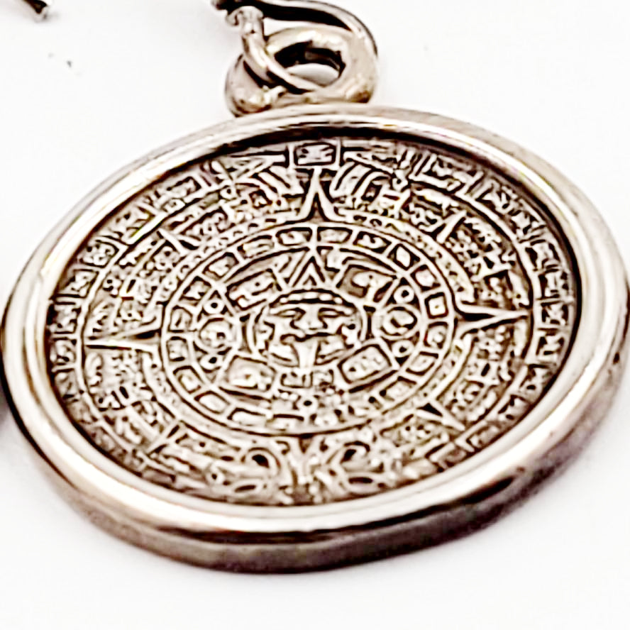 Silver Aztec Calendar Earrings Sterling - Elevated Metaphysical