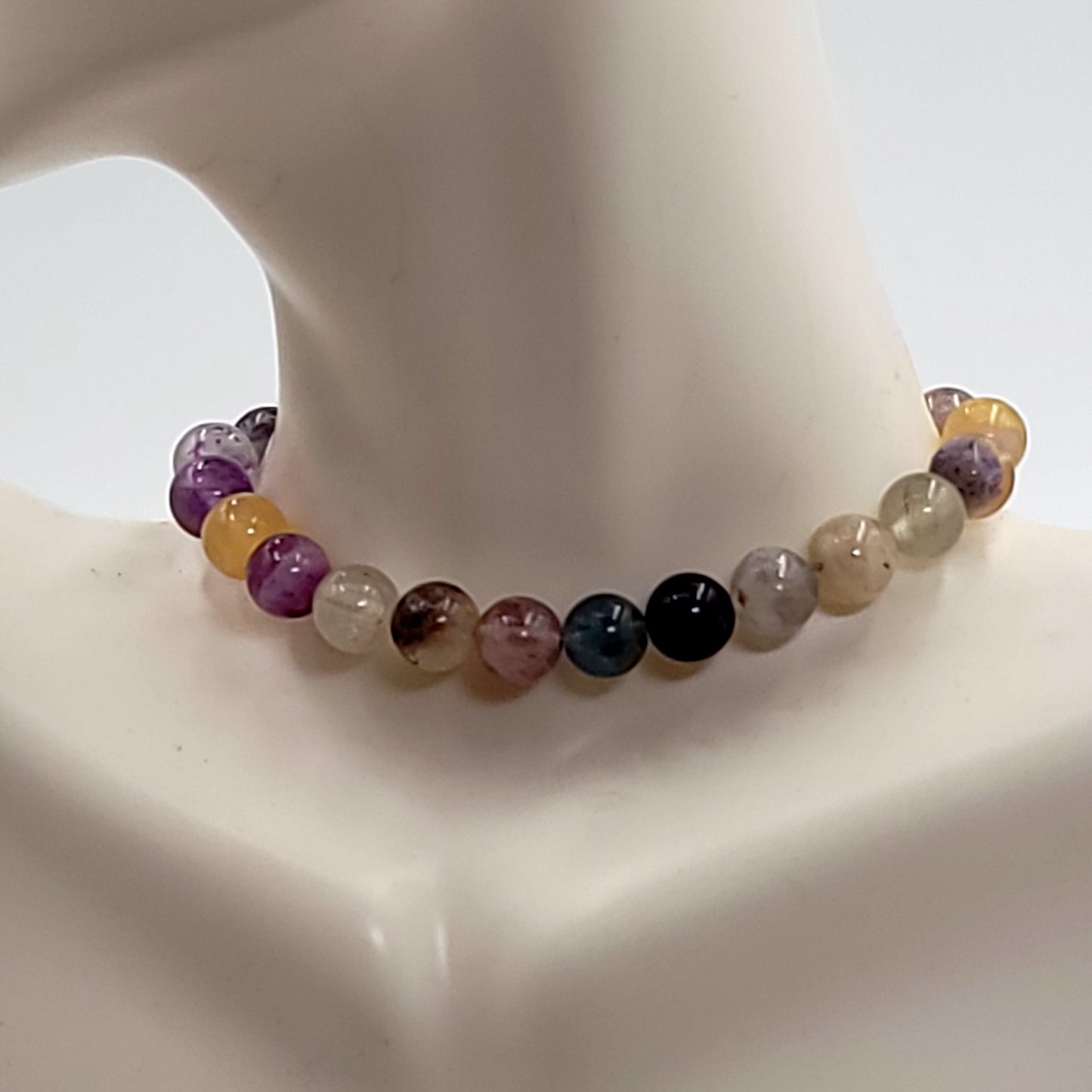 Rainbow Fluorite Bead Bracelet 8mm