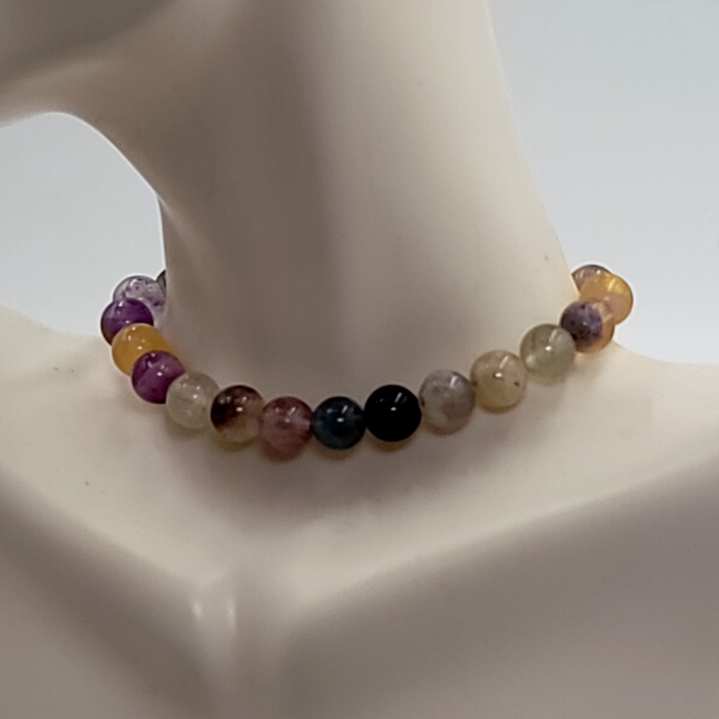 Rainbow Fluorite Bead Bracelet 8mm