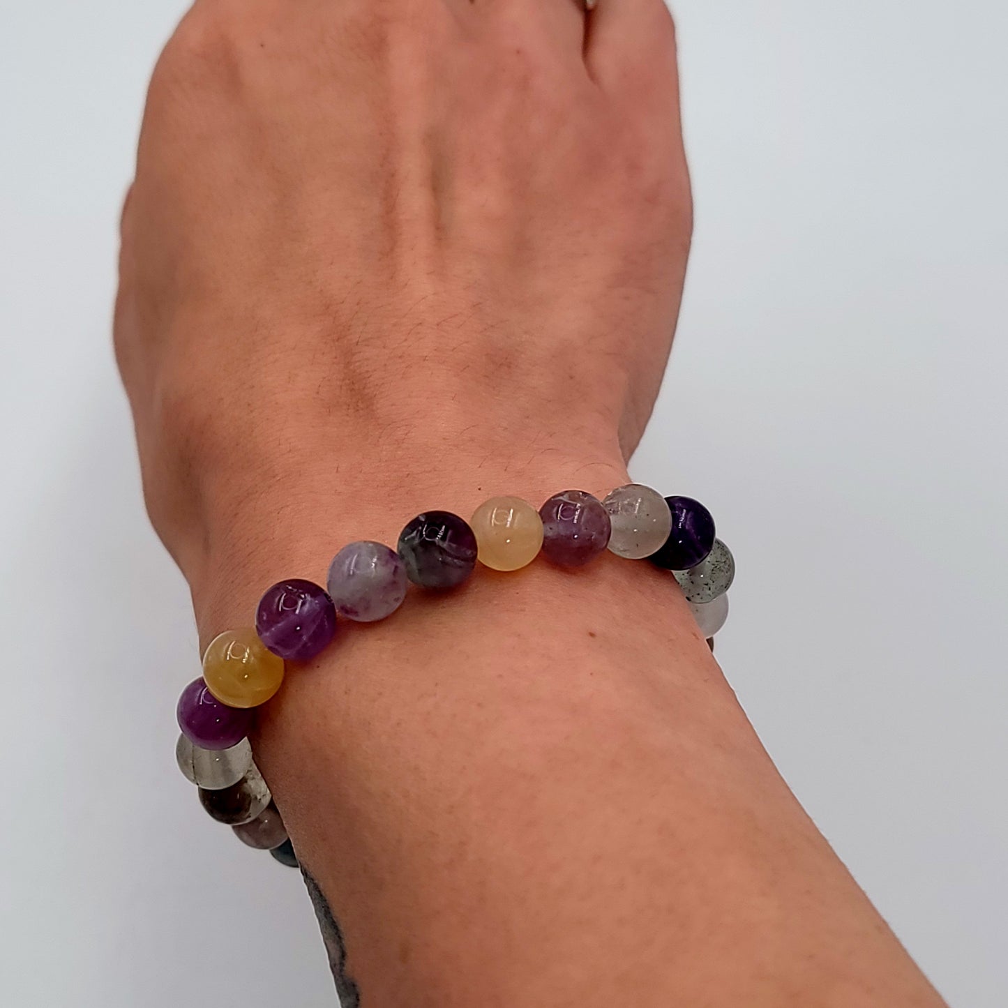 Rainbow Fluorite Bead Bracelet 8mm