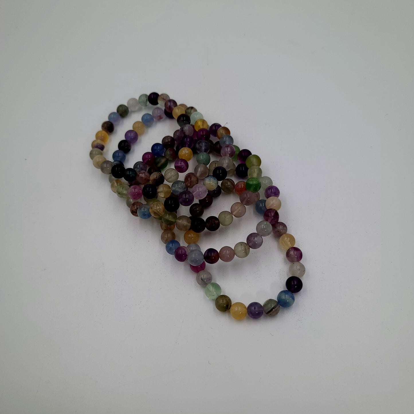 Rainbow Fluorite Bead Bracelet 8mm