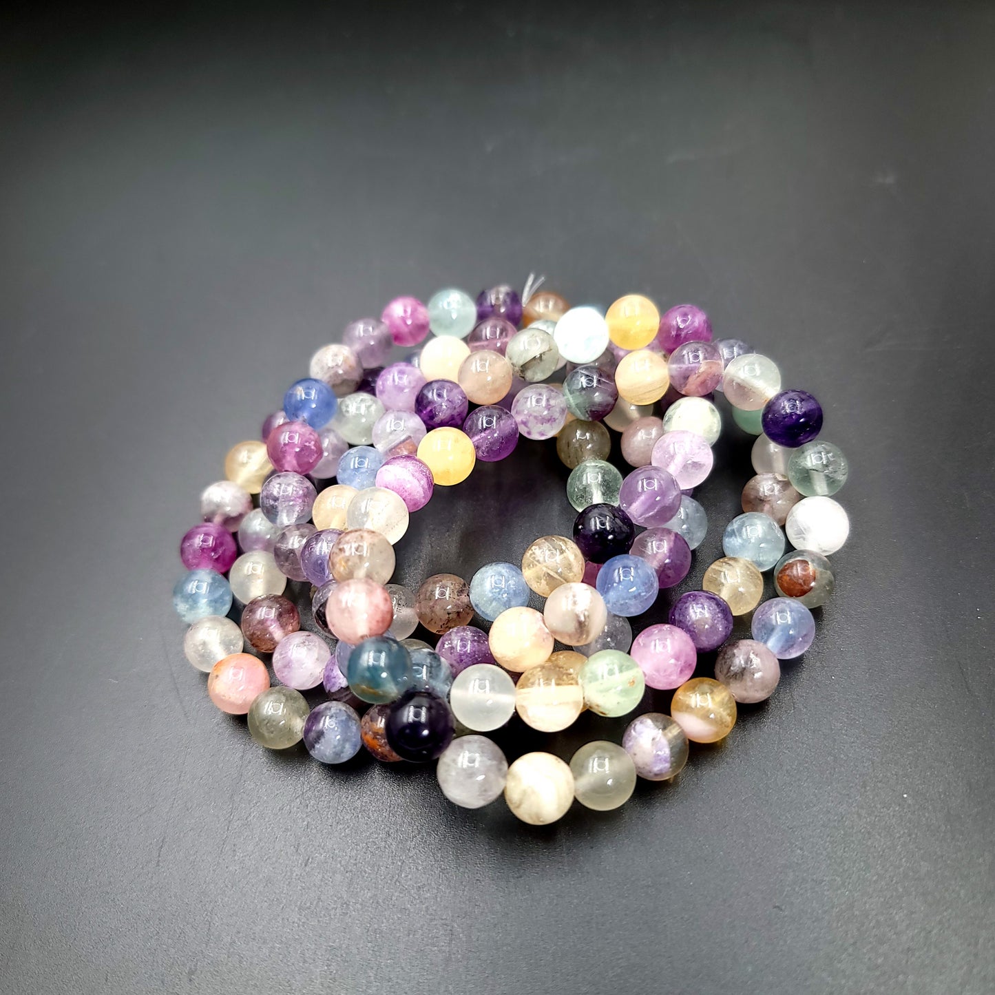 Rainbow Fluorite Bead Bracelet 8mm