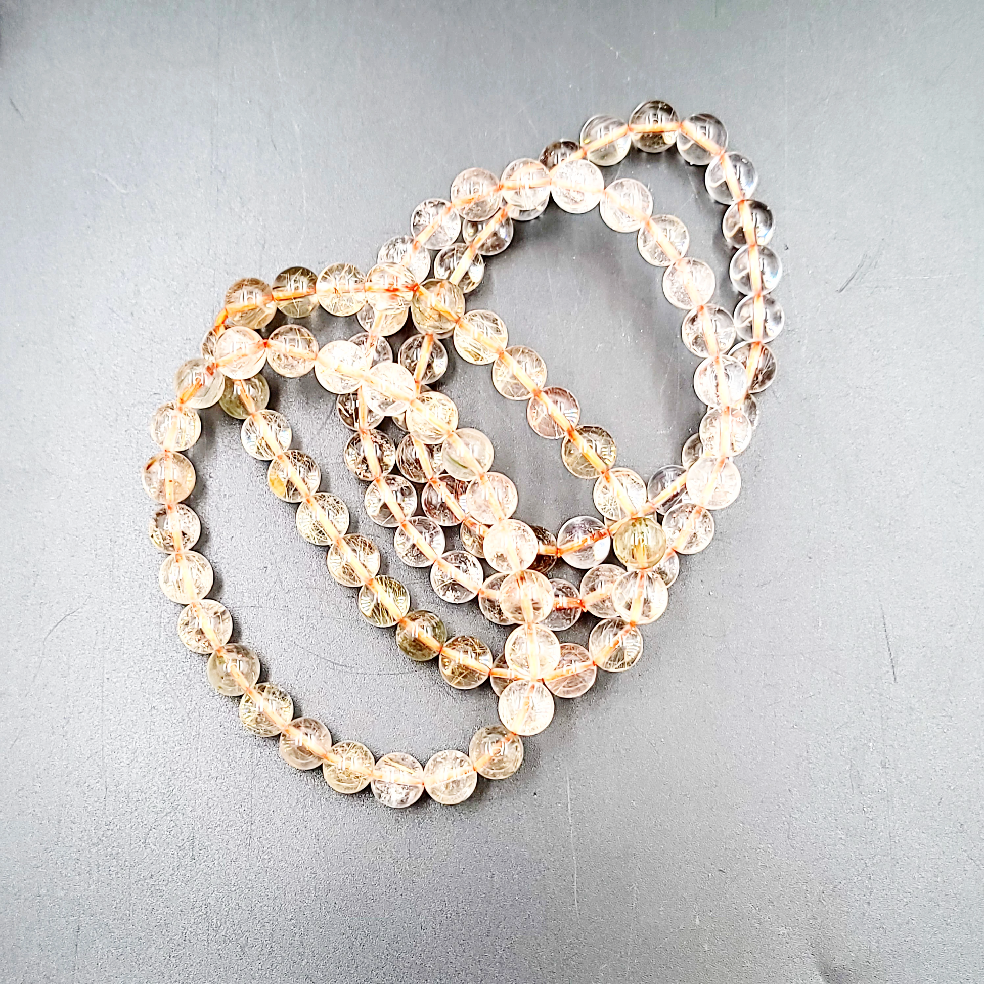 Rutilated Quartz Bead Bracelet 8mm - Elevated Metaphysical