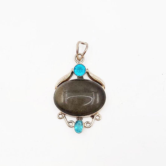 Gold Sheen Obsidian Pendant Sterling Silver - Elevated Metaphysical