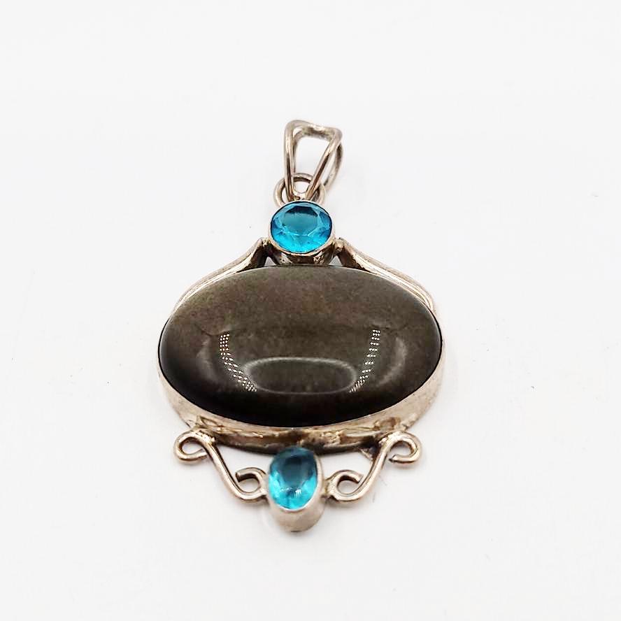 Gold Sheen Obsidian Pendant Sterling Silver - Elevated Metaphysical
