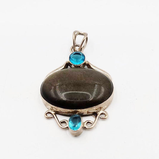 Gold Sheen Obsidian Pendant Sterling Silver - Elevated Metaphysical