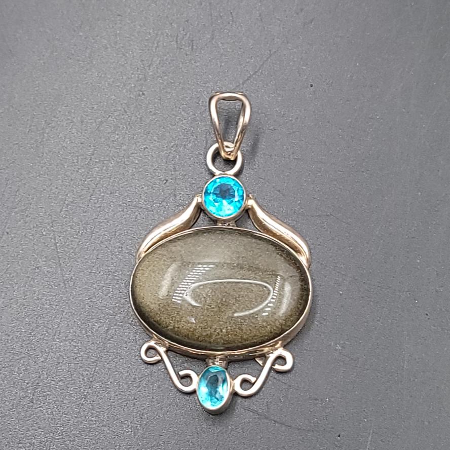 Gold Sheen Obsidian Pendant Sterling Silver - Elevated Metaphysical