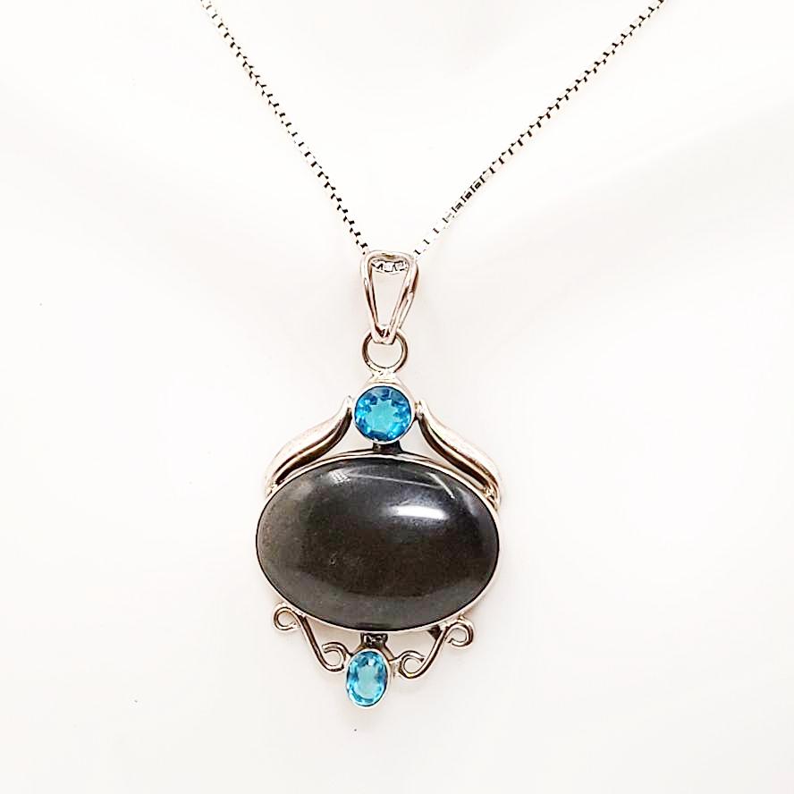 Gold Sheen Obsidian Pendant Sterling Silver - Elevated Metaphysical