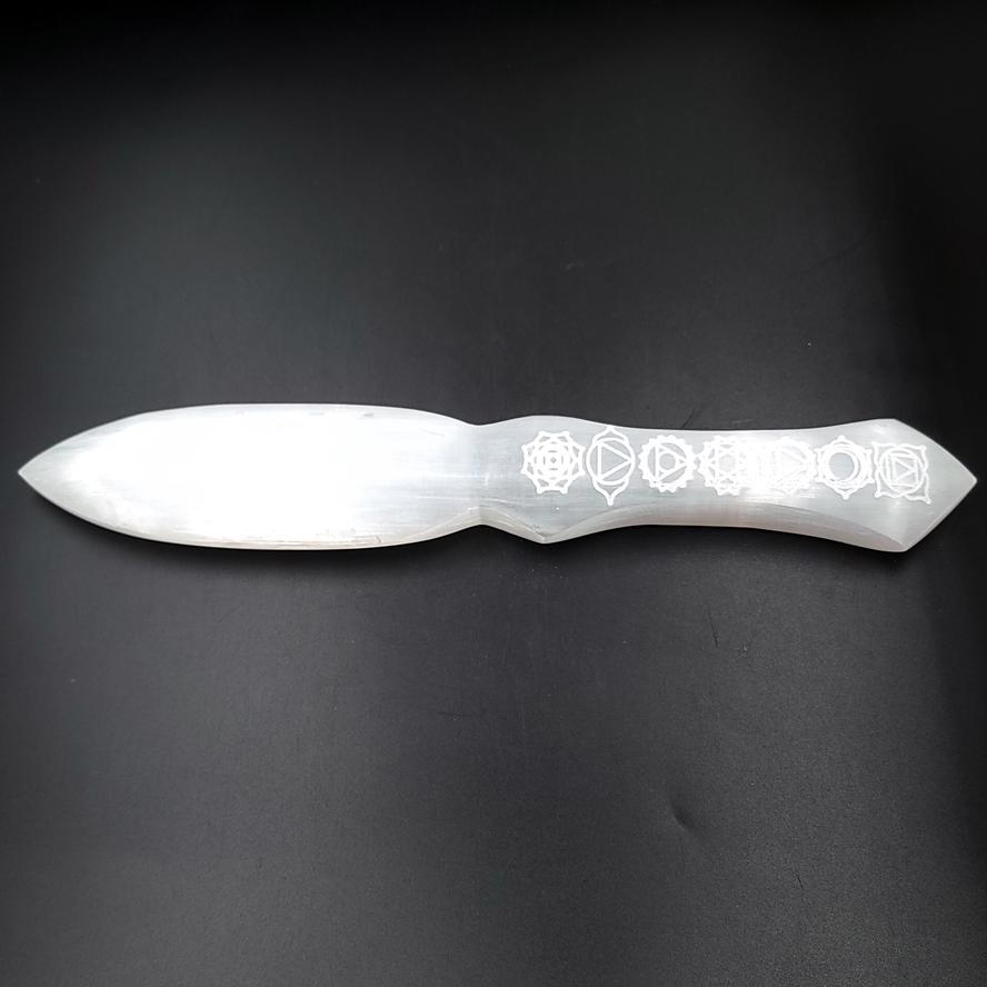 Selenite Dagger Satin Spar Knife Chakra Knife 9 1/2" 25cm