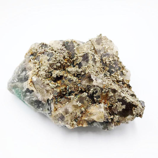 Fluorite & Pyrite Specimen Museum Quality Cubic Crystal Stone - Elevated Metaphysical