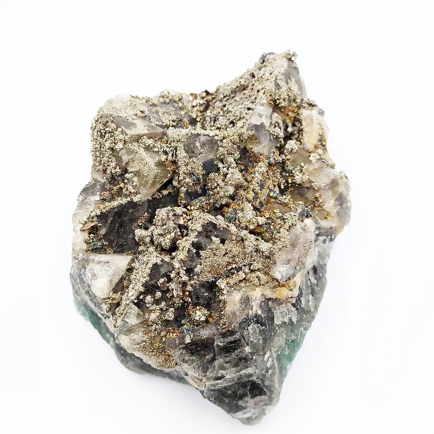 Fluorite & Pyrite Specimen Museum Quality Cubic Crystal Stone - Elevated Metaphysical