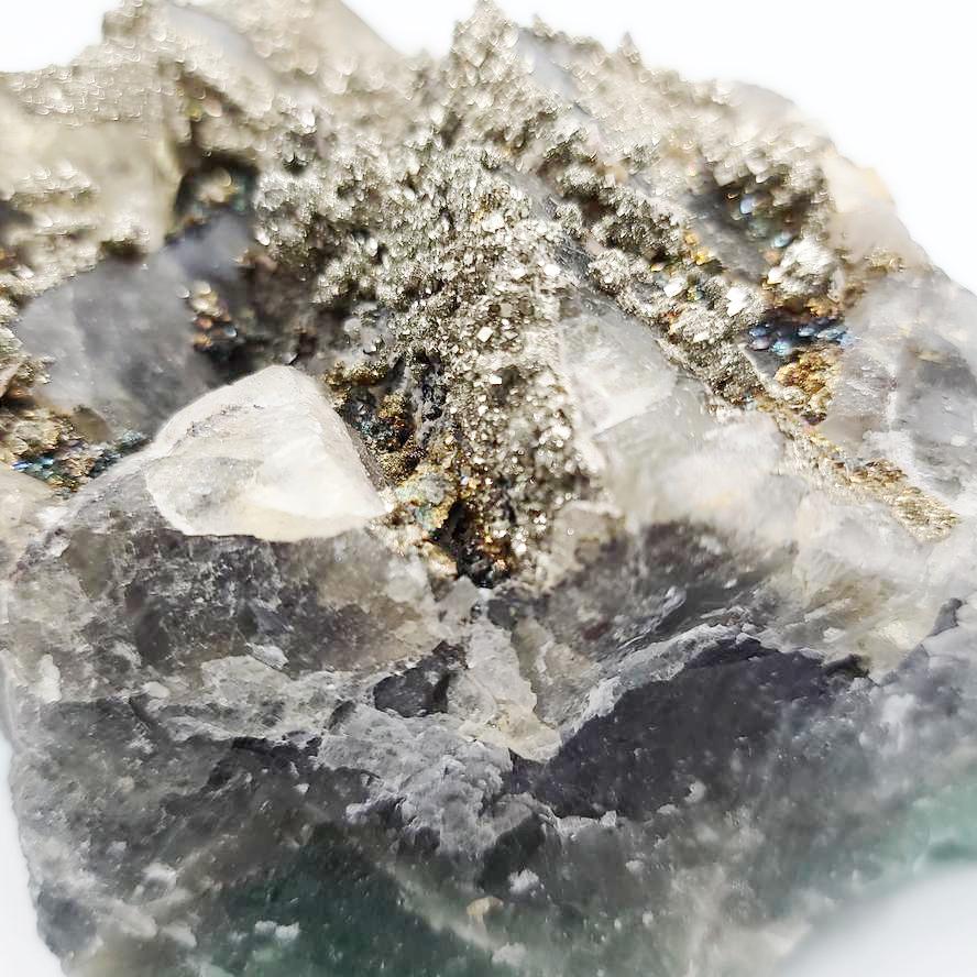 Fluorite & Pyrite Specimen Museum Quality Cubic Crystal Stone - Elevated Metaphysical