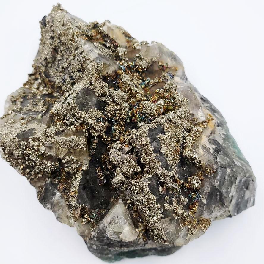 Fluorite & Pyrite Specimen Museum Quality Cubic Crystal Stone - Elevated Metaphysical