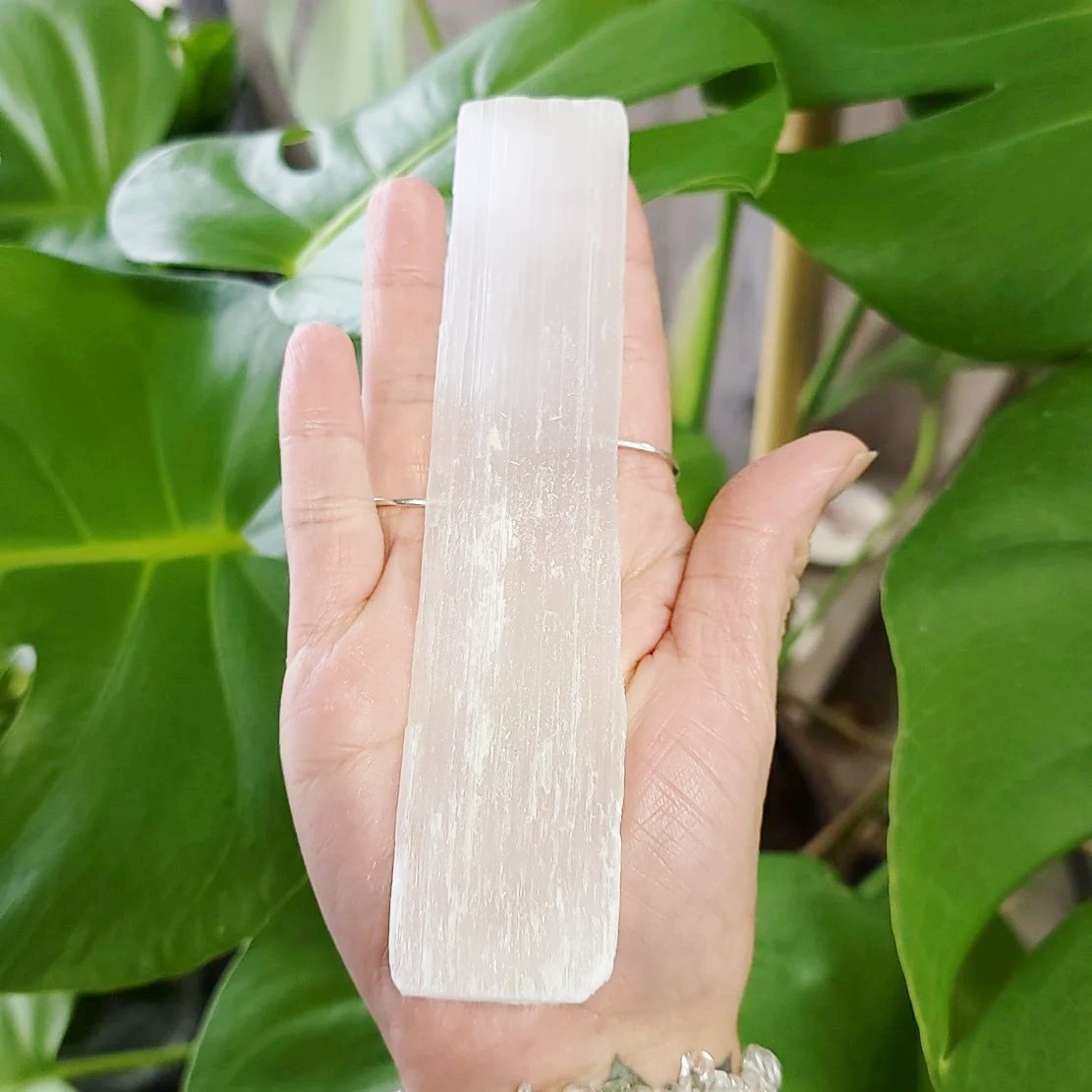 Selenite Plate Stick Rough 5.5" 14cm 100-200g - Elevated Metaphysical