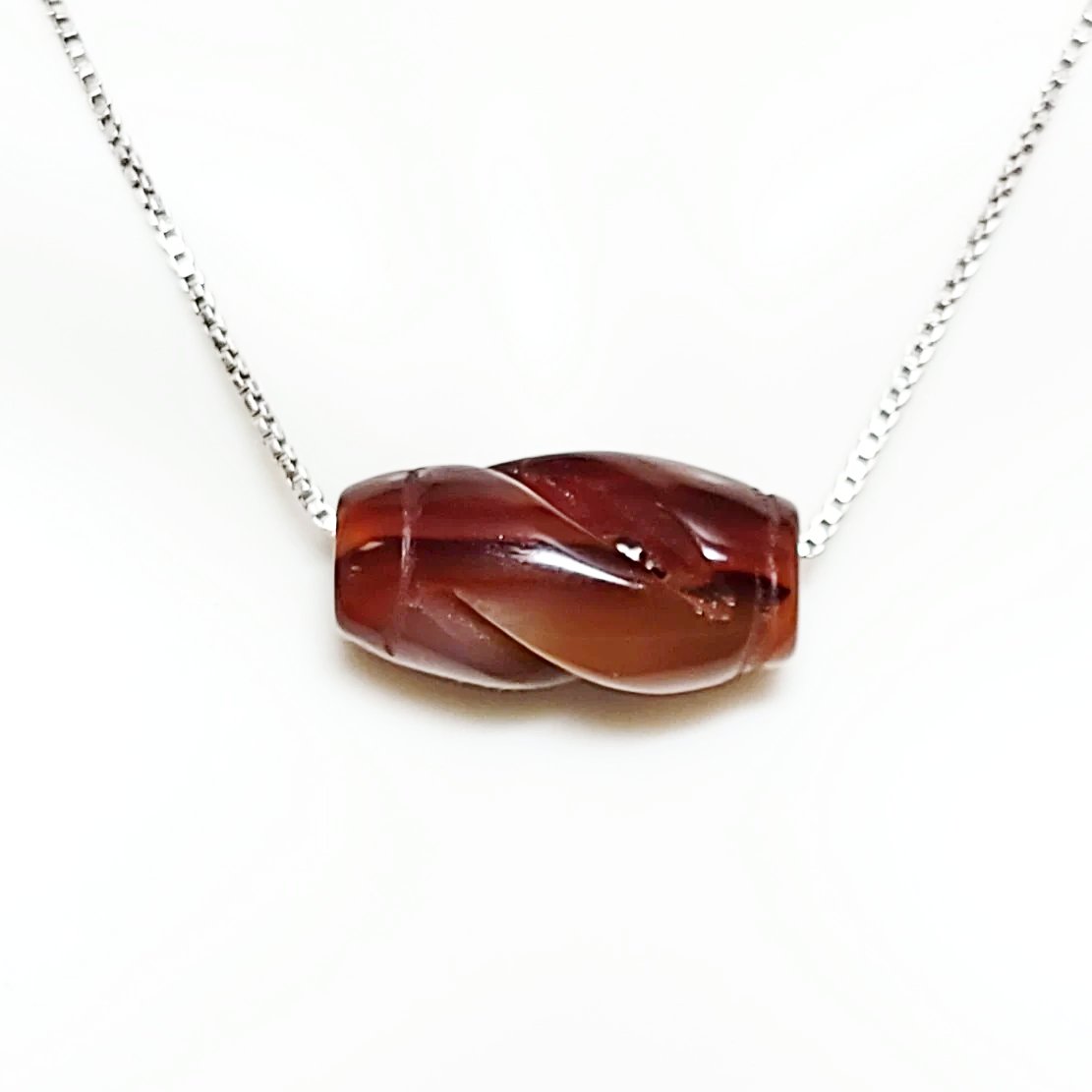 Carnelian Bead Sterling Silver Necklace