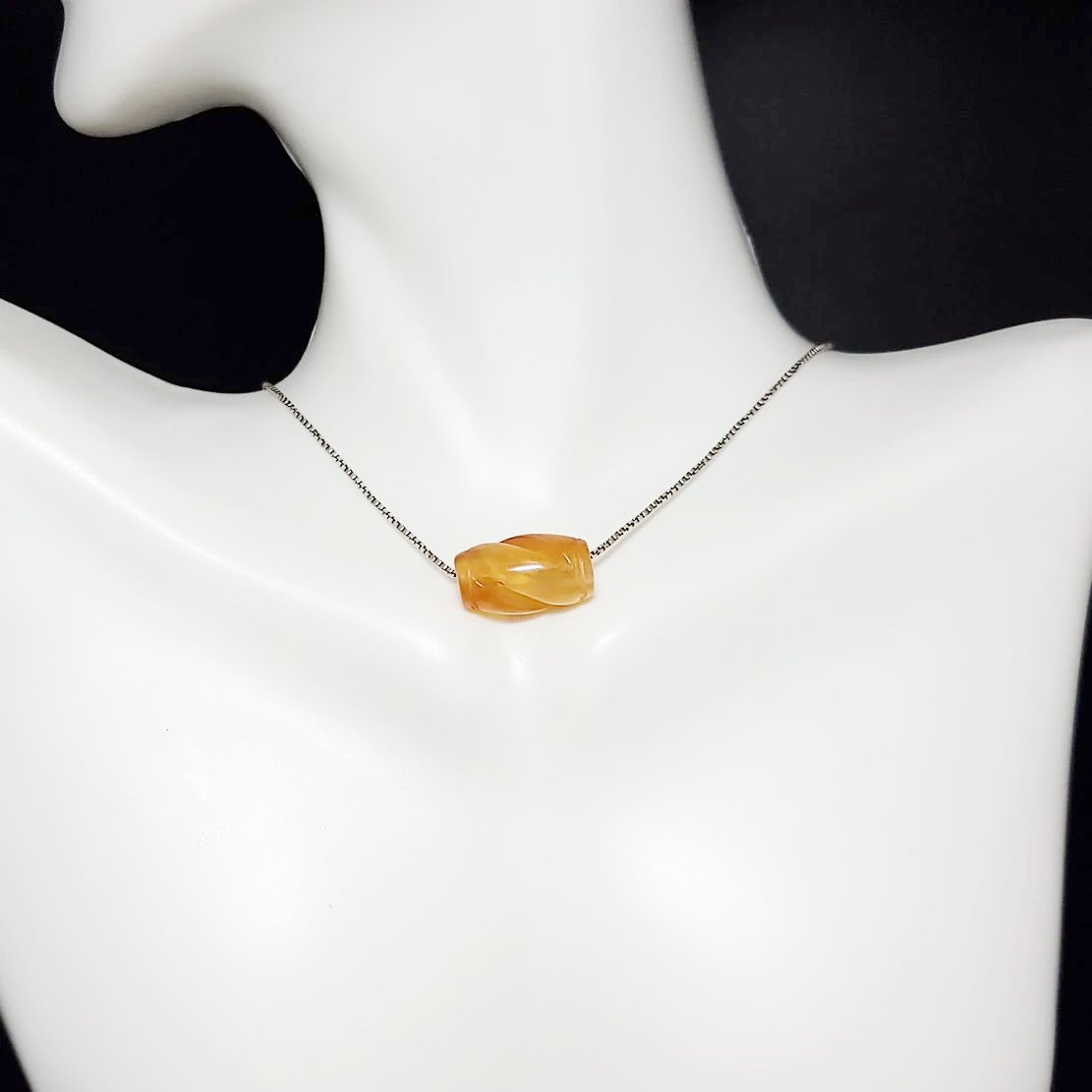 Carnelian Bead Sterling Silver Necklace