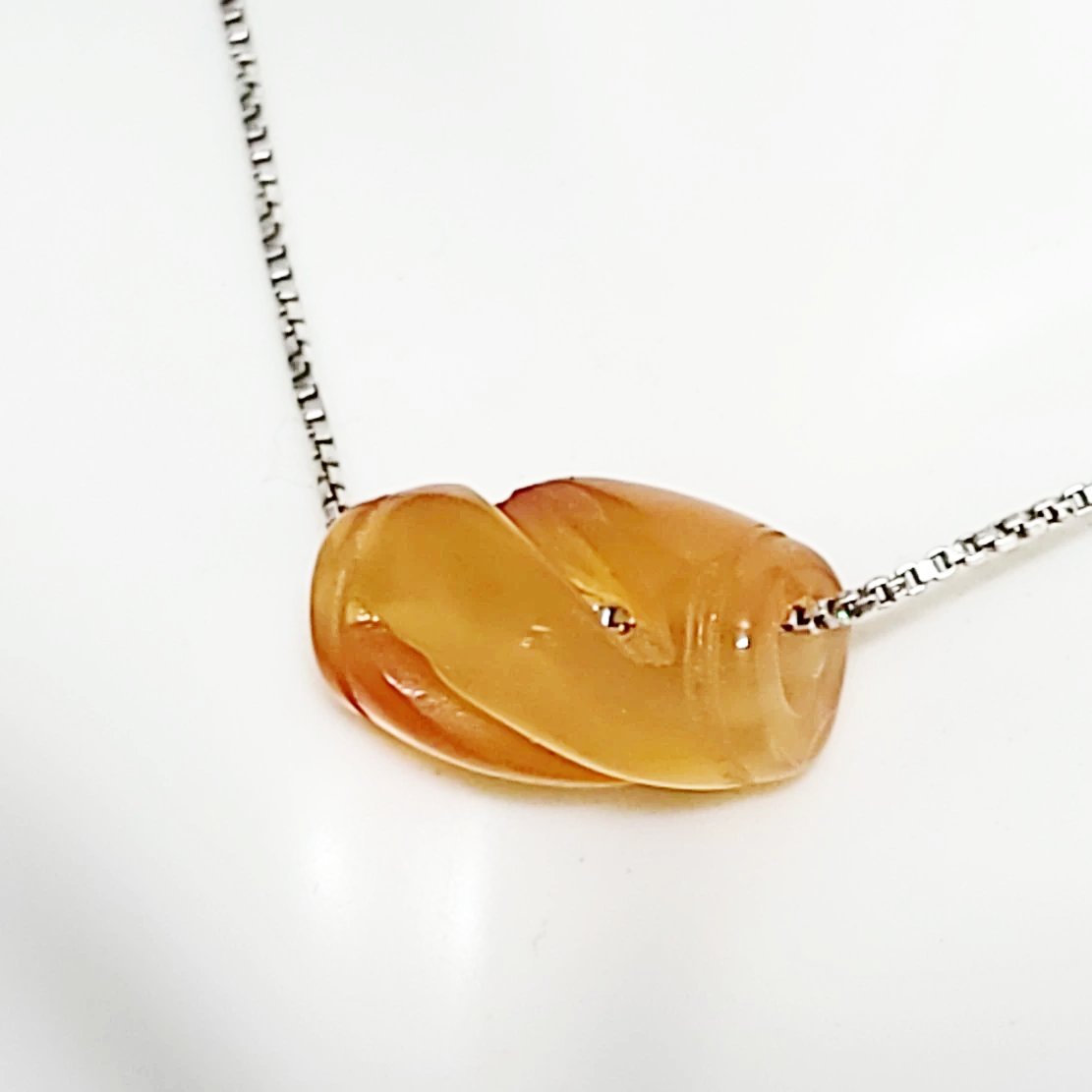 Carnelian Bead Sterling Silver Necklace