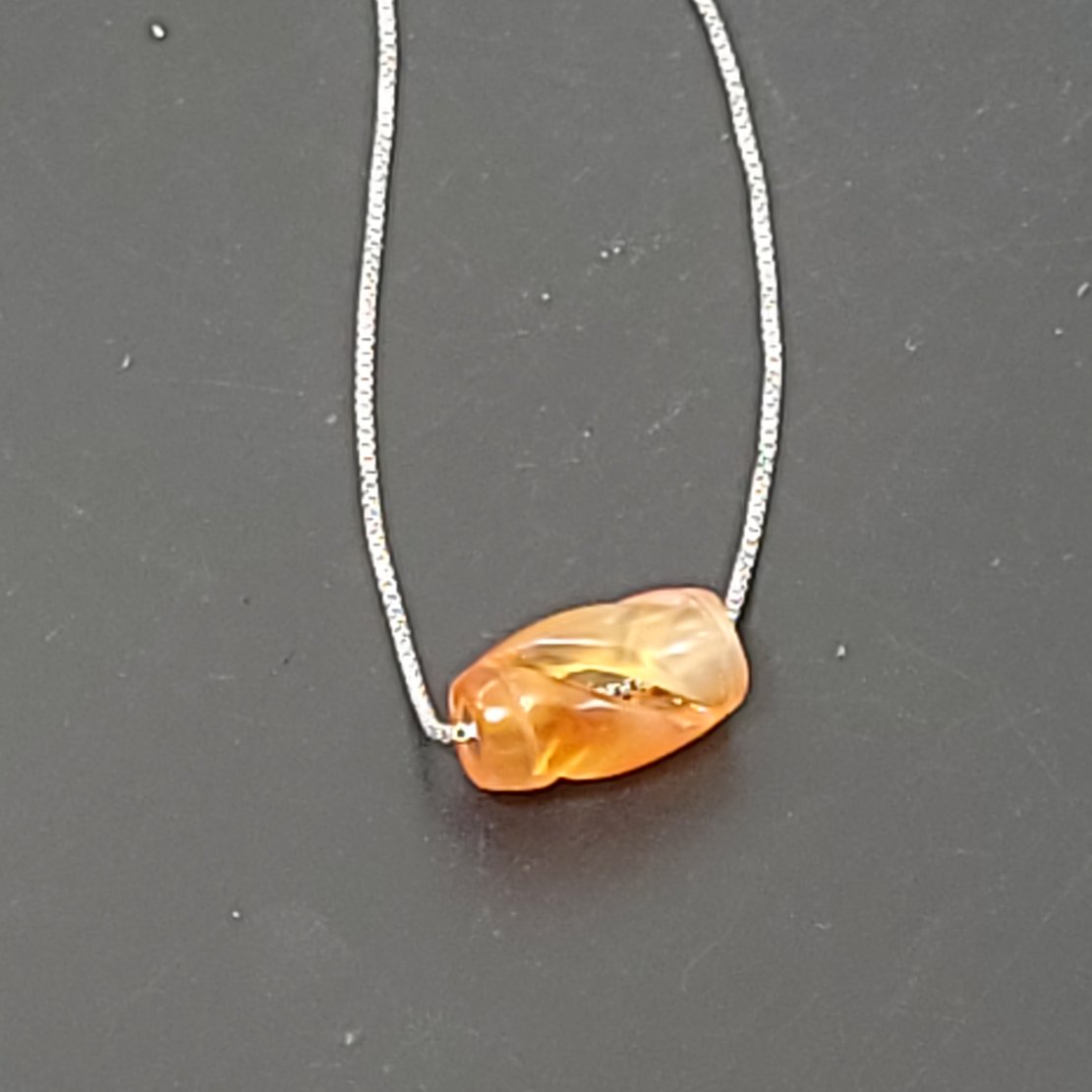 Carnelian Bead Sterling Silver Necklace