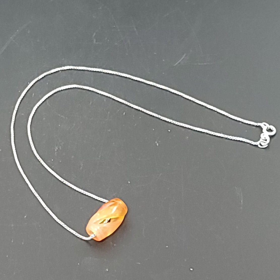 Carnelian Bead Sterling Silver Necklace