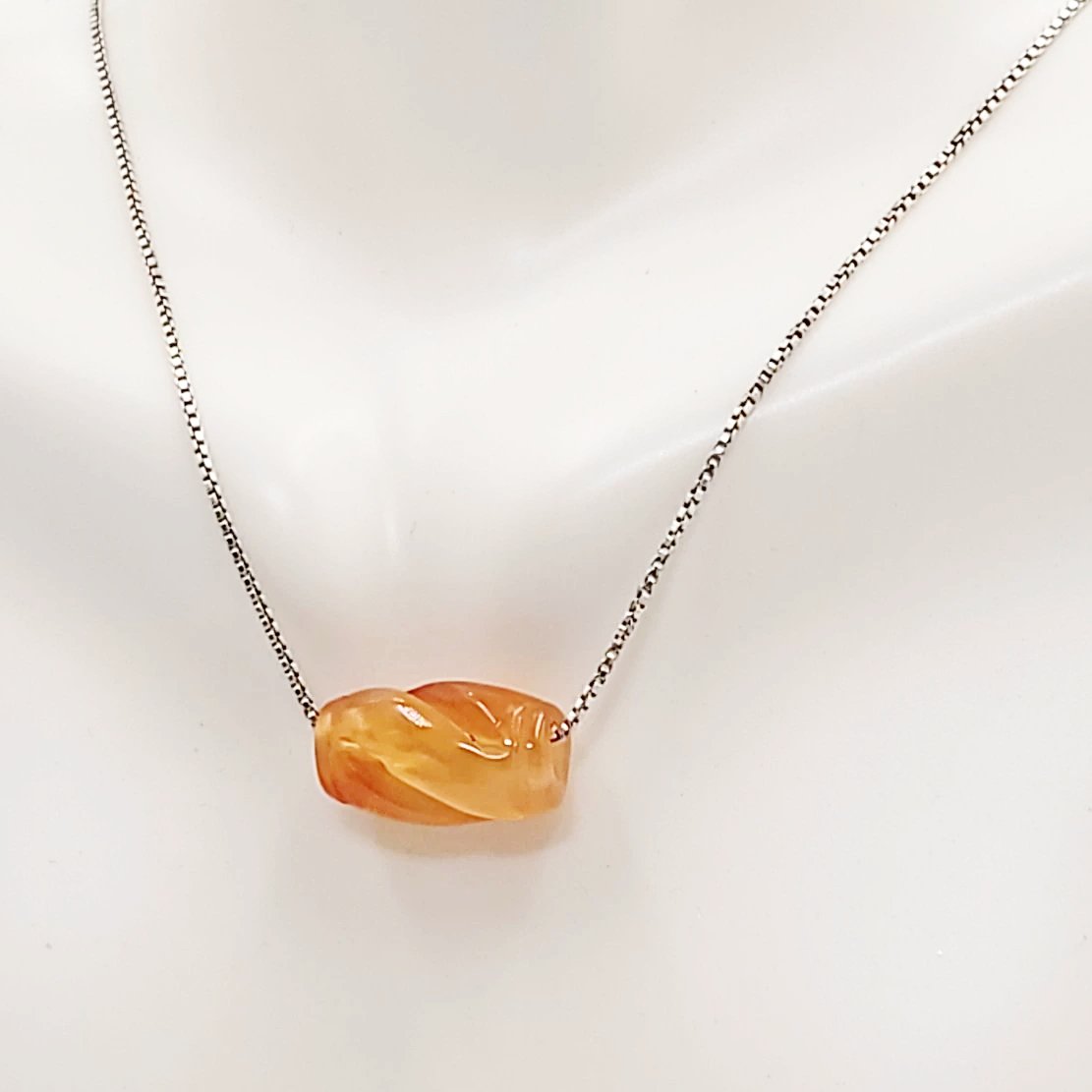 Carnelian Bead Sterling Silver Necklace