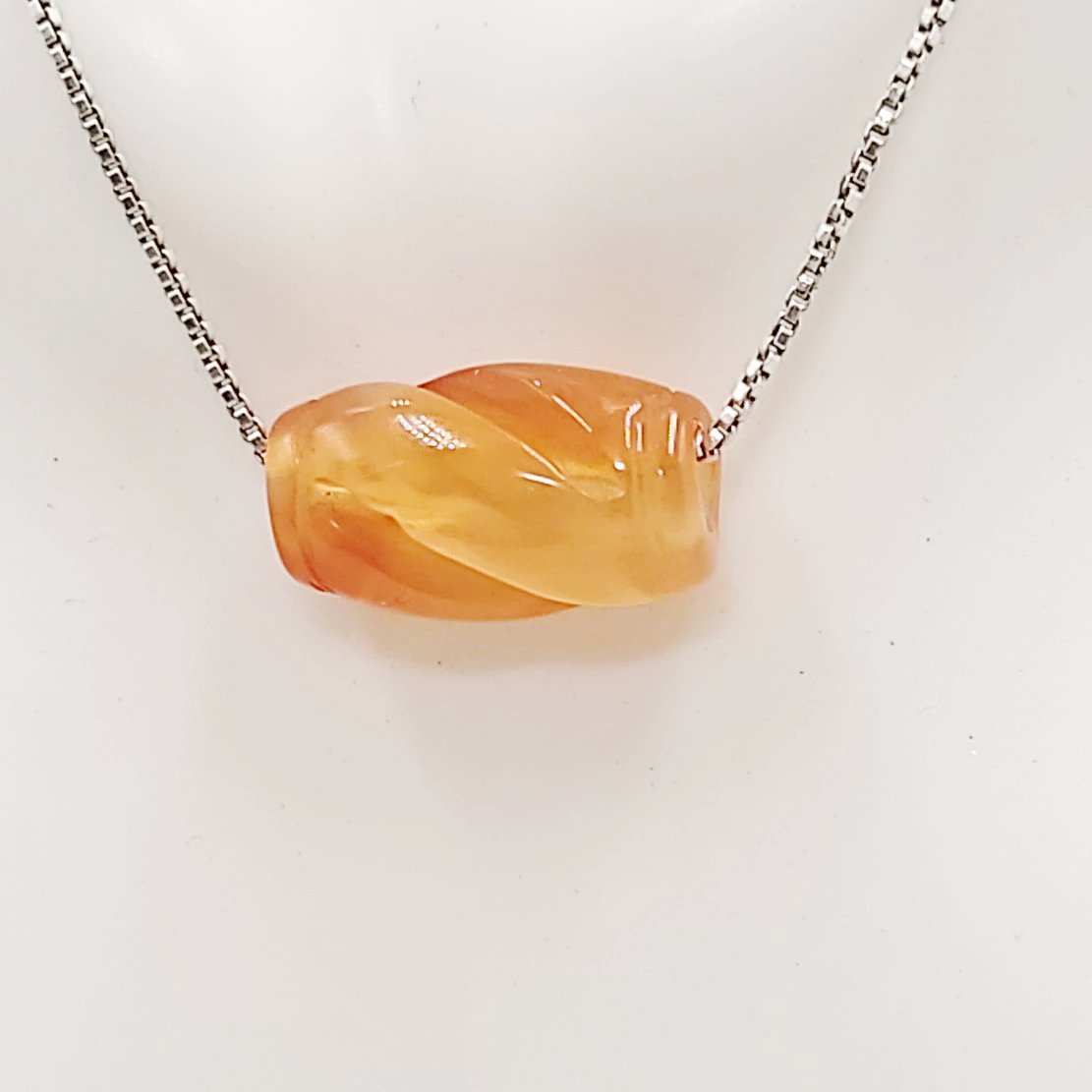 Carnelian Bead Sterling Silver Necklace