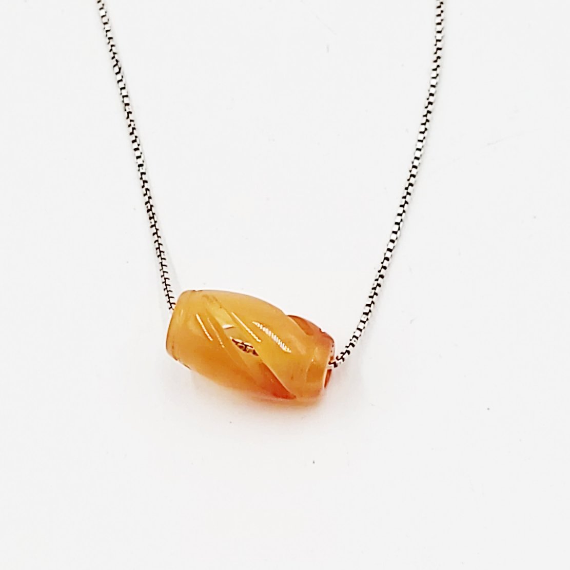 Carnelian Bead Sterling Silver Necklace