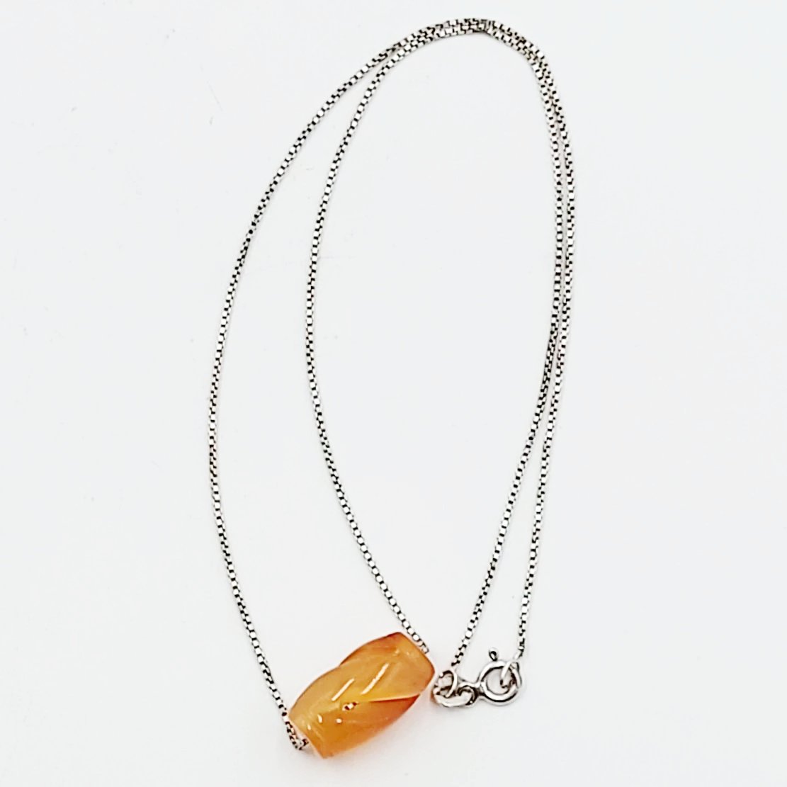 Carnelian Bead Sterling Silver Necklace