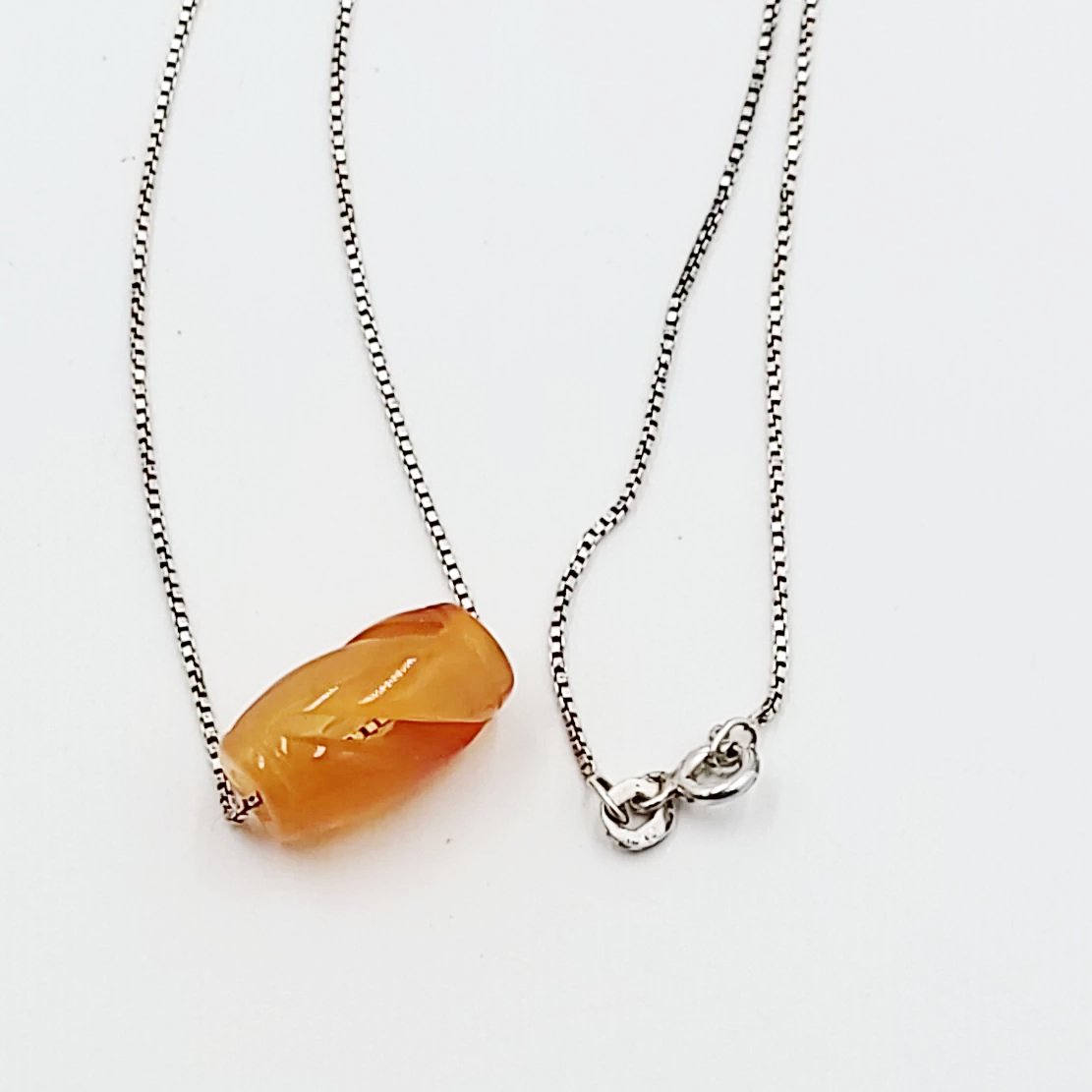 Carnelian Bead Sterling Silver Necklace