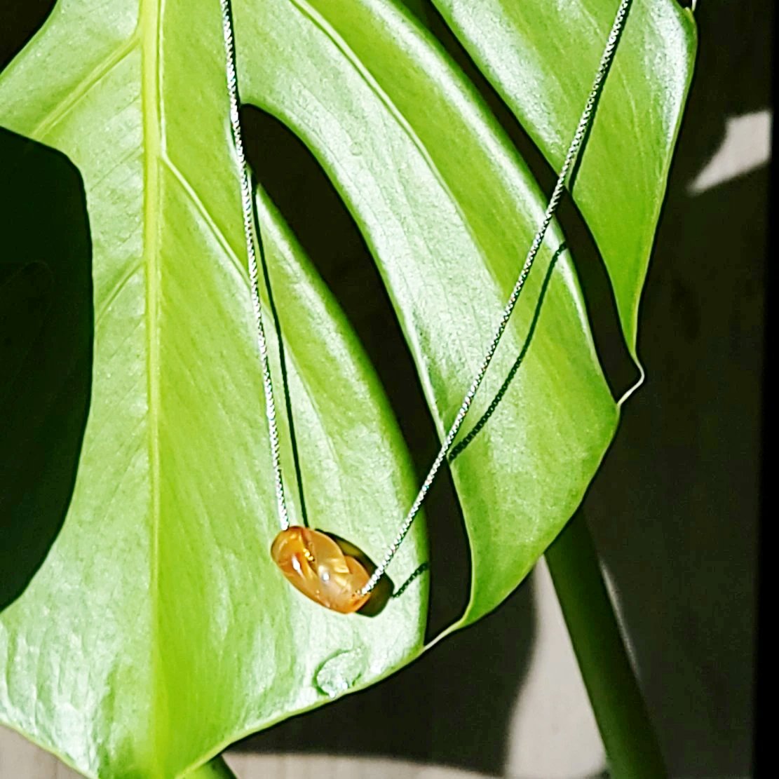 Carnelian Bead Sterling Silver Necklace