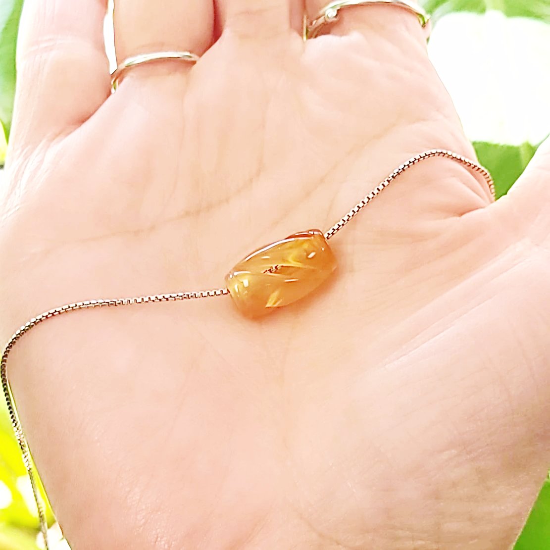 Carnelian Bead Sterling Silver Necklace