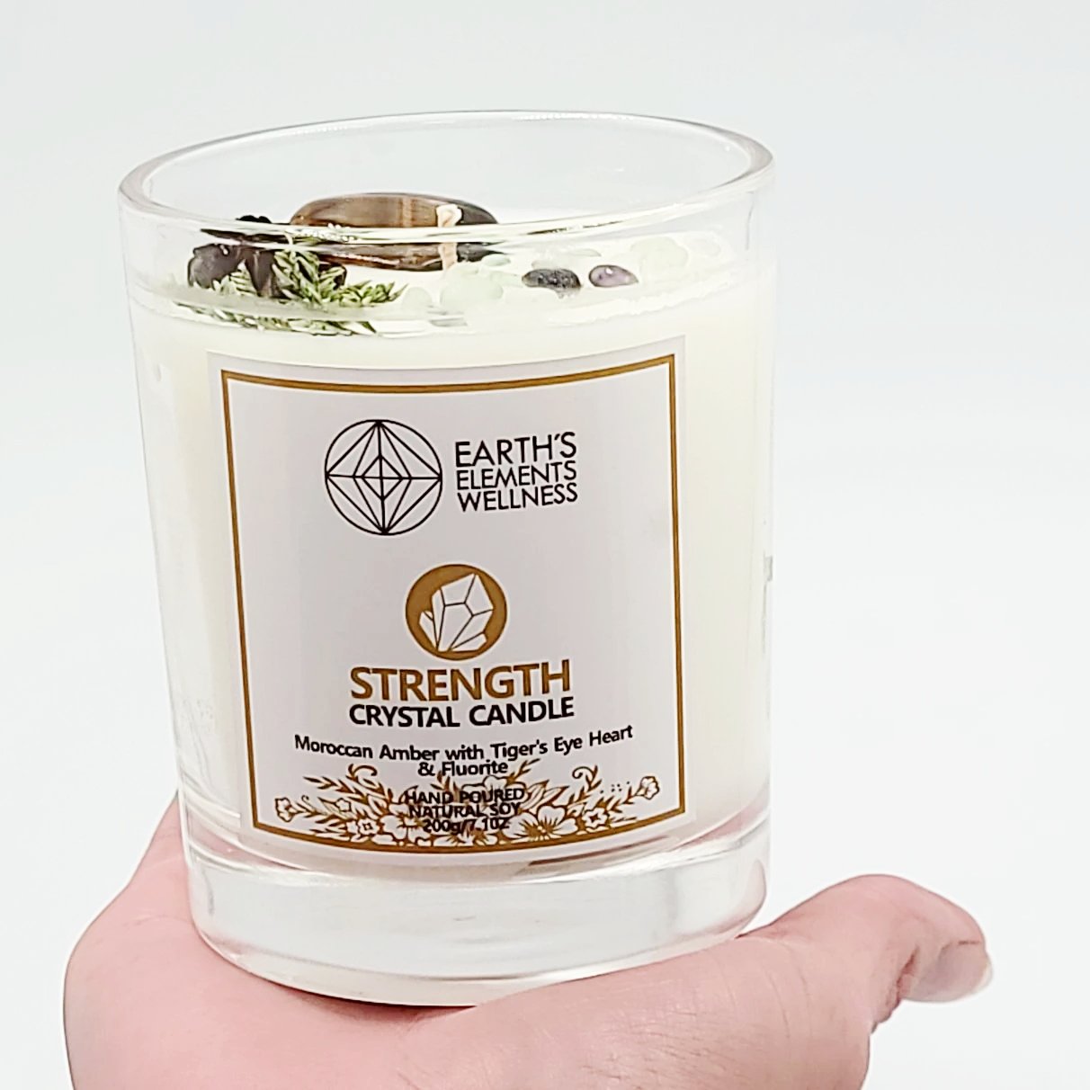 Strength Crystal Candle Scented 7.1oz 200g - Elevated Metaphysical