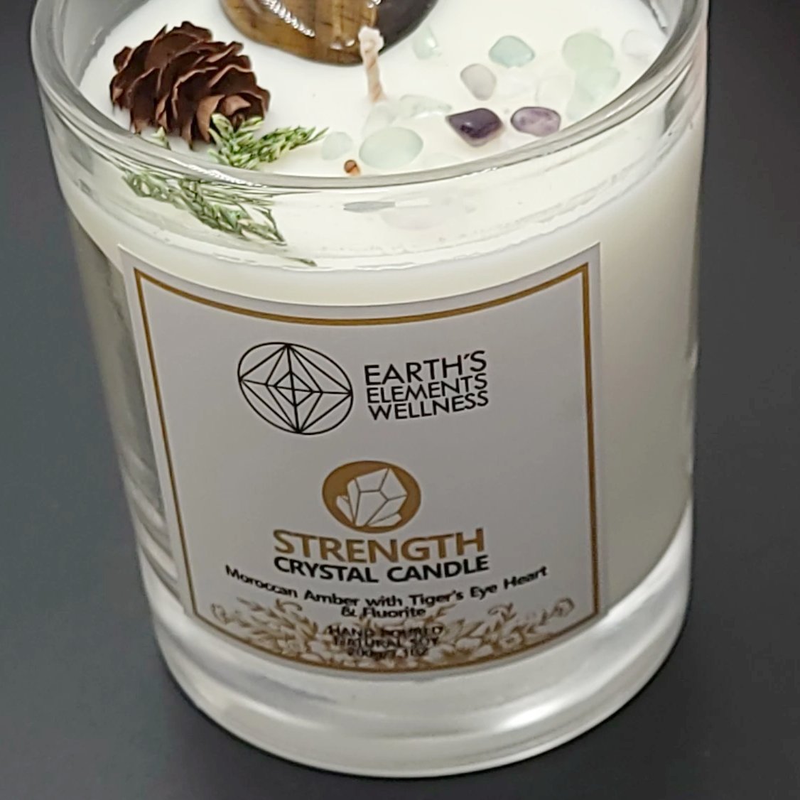 Strength Crystal Candle Scented 7.1oz 200g - Elevated Metaphysical