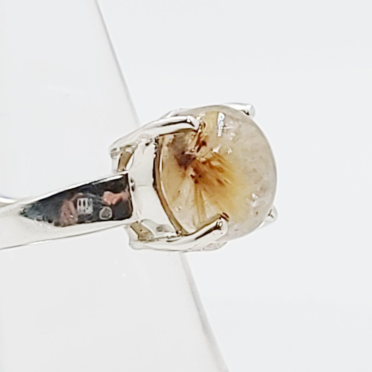 Rutilated Quartz Ring 6.5 ct Sterling Silver Golden Rutile - Elevated Metaphysical