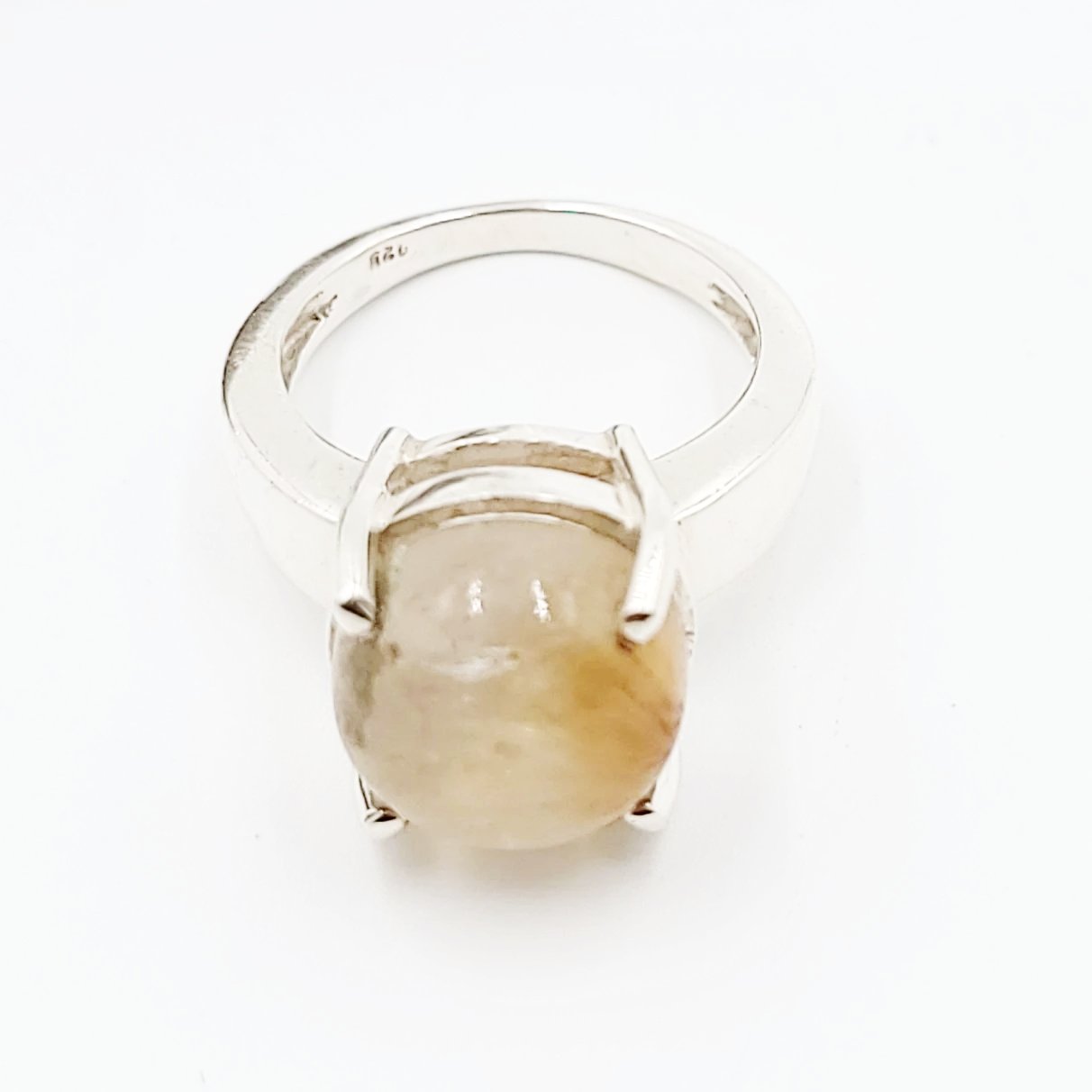 Rutilated Quartz Ring 6.5 ct Sterling Silver Golden Rutile - Elevated Metaphysical