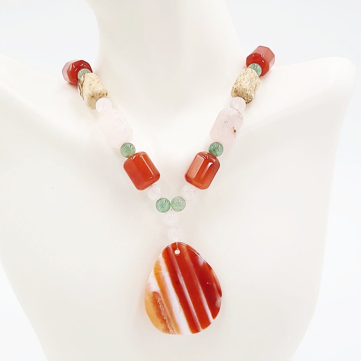 Carnelian Necklace Multi Gemstone Necklace 18" - Elevated Metaphysical