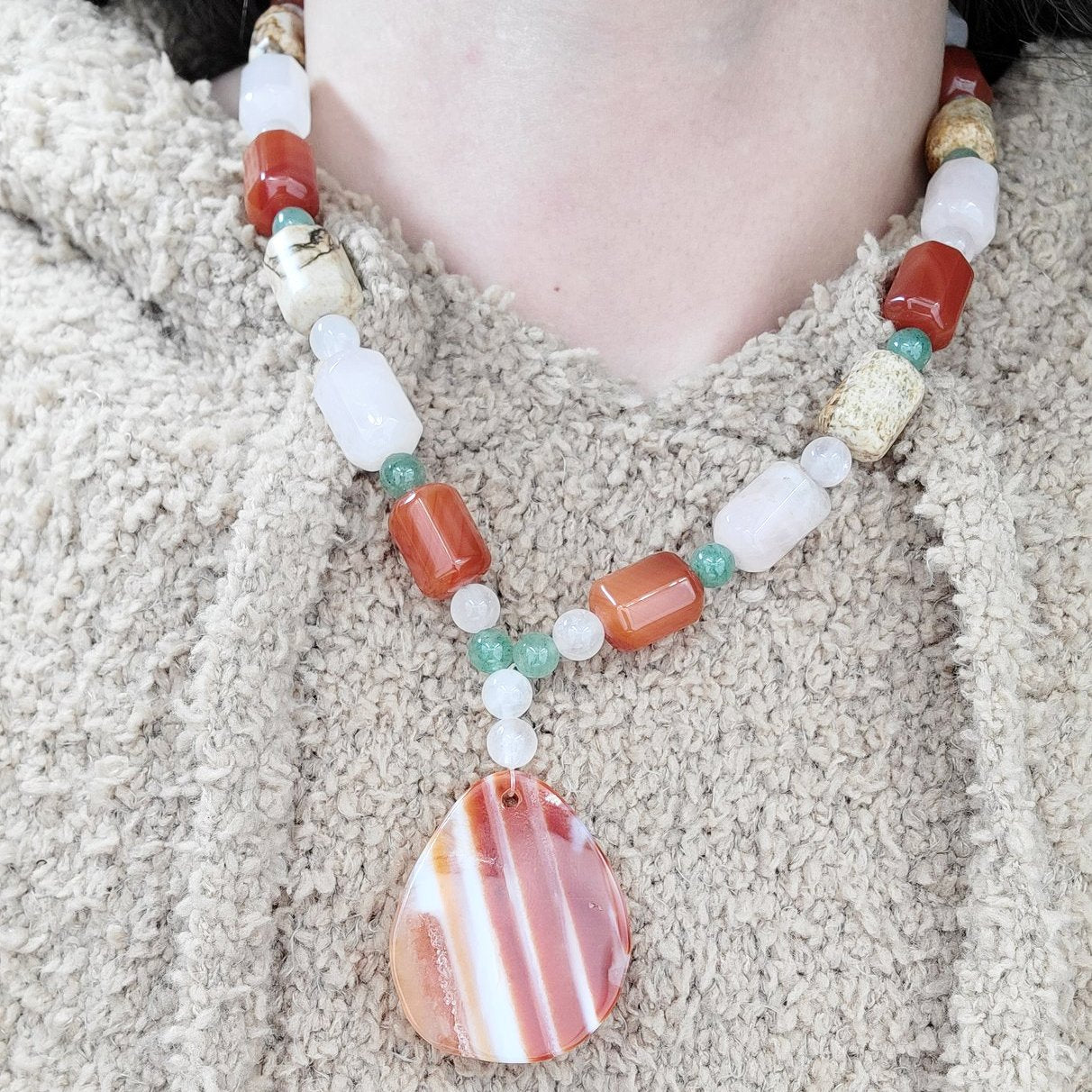 Carnelian Necklace Multi Gemstone Necklace 18" - Elevated Metaphysical