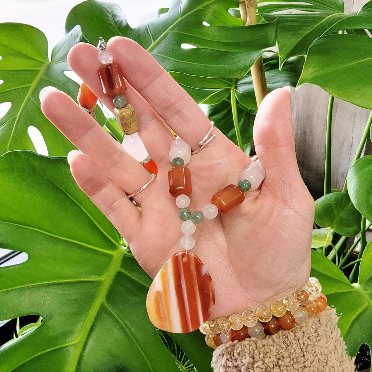 Carnelian Necklace Multi Gemstone Necklace 18" - Elevated Metaphysical