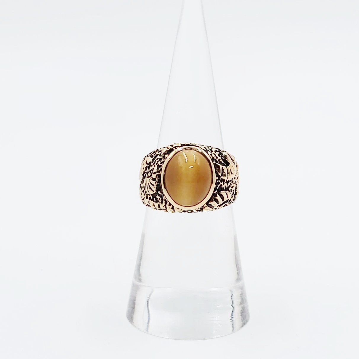 Chrysoberyl Cats Eye Ring 14kt Gold Leaf Nugget Ring - Elevated Metaphysical