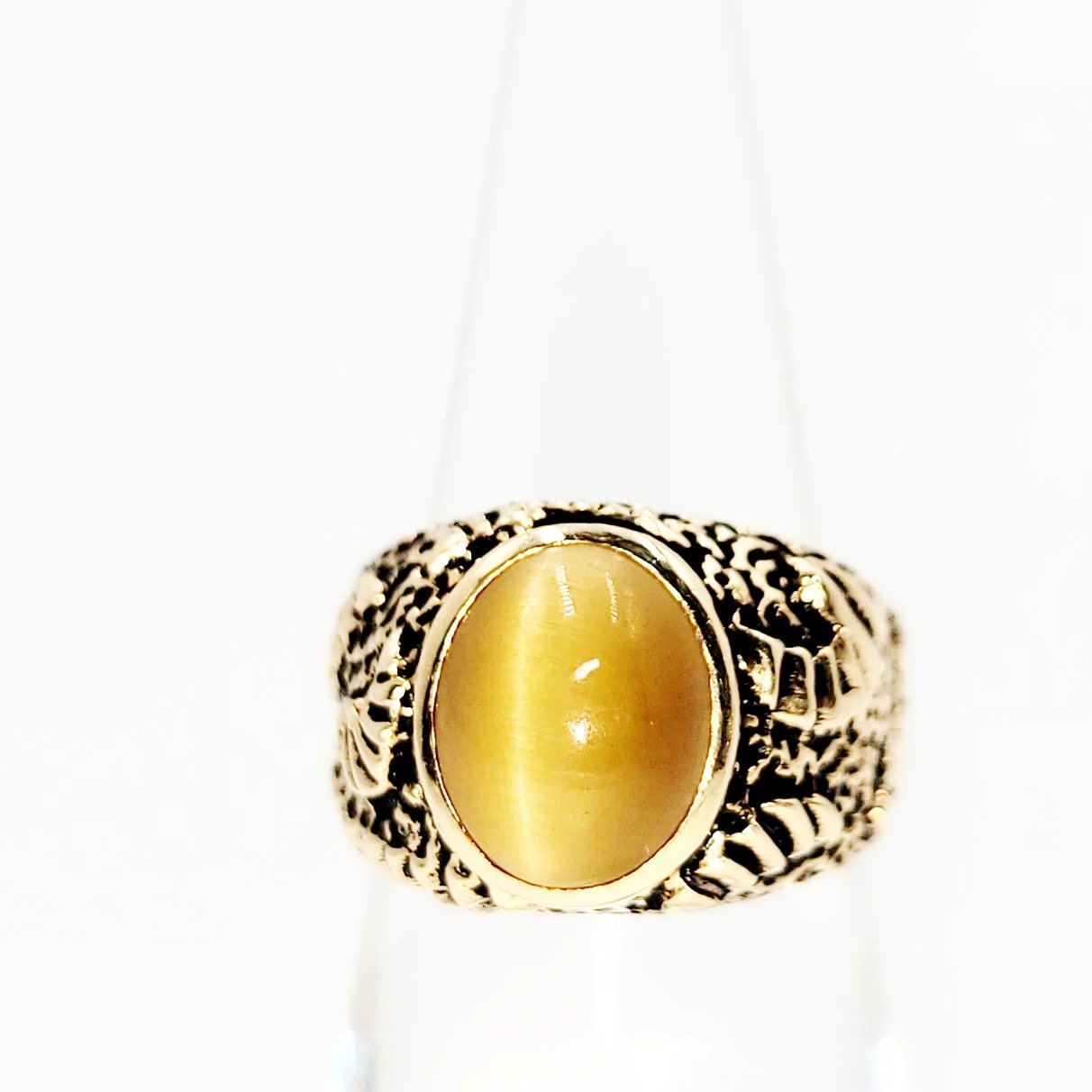 Chrysoberyl Cats Eye Ring 14kt Gold Leaf Nugget Ring - Elevated Metaphysical