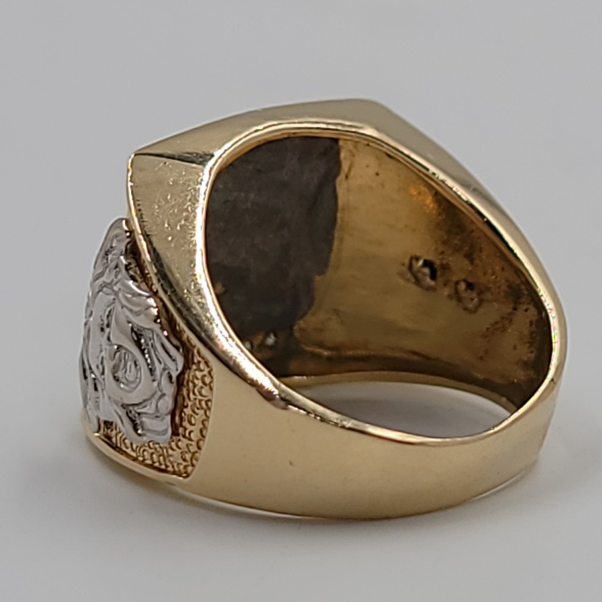 Onyx & CZ Ring 10kt Gold Two Tone Medusa - Elevated Metaphysical