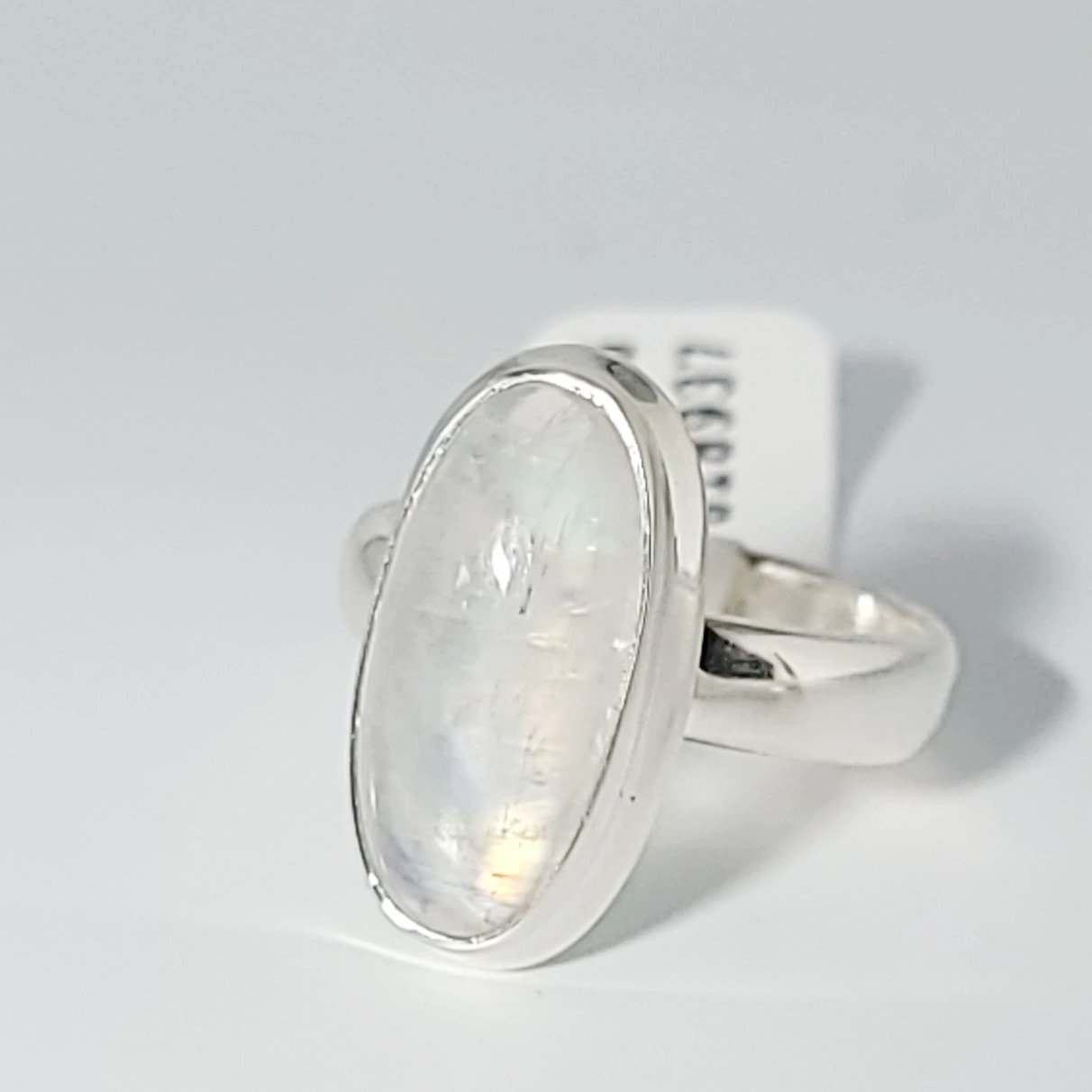 Rainbow Moonstone Ring Sterling Silver Green Orange Blue Flash - Elevated Metaphysical