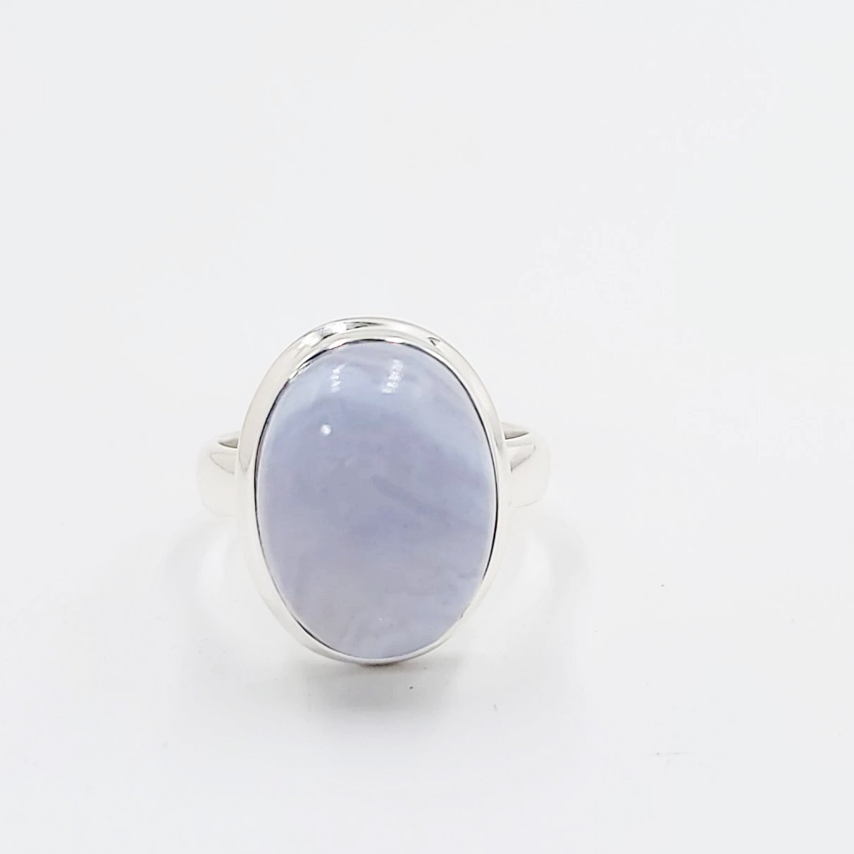 Blue Lace Agate Ring Sterling Silver Band