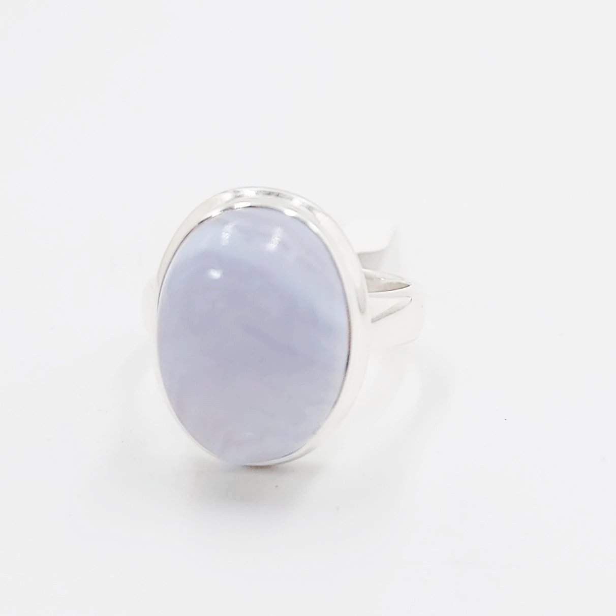 Blue Lace Agate Ring Sterling Silver Band