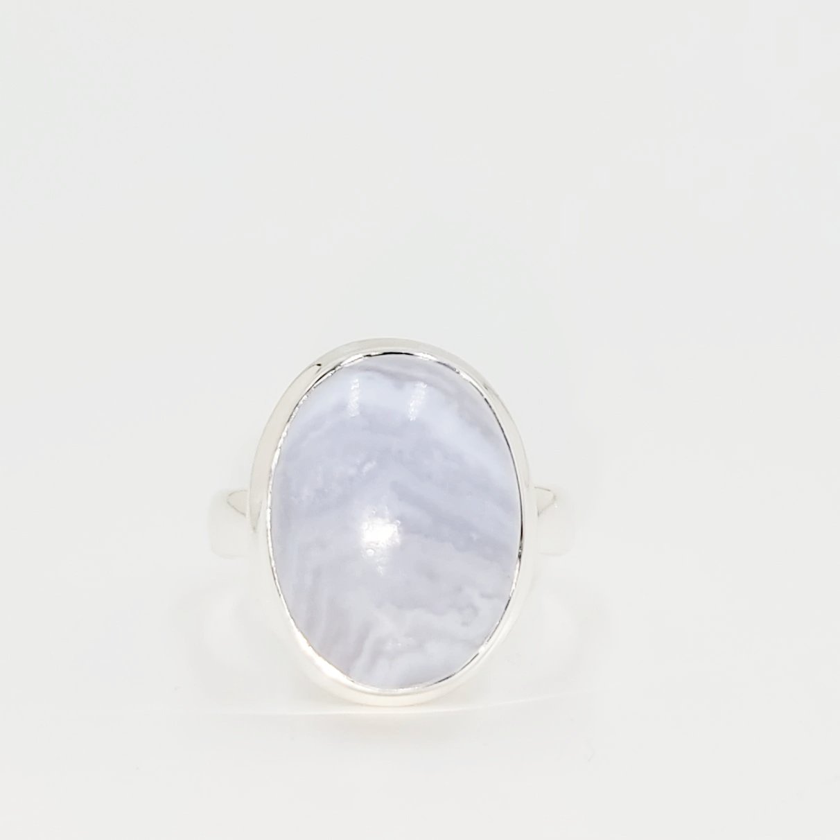 Blue Lace Agate Ring Sterling Silver Band