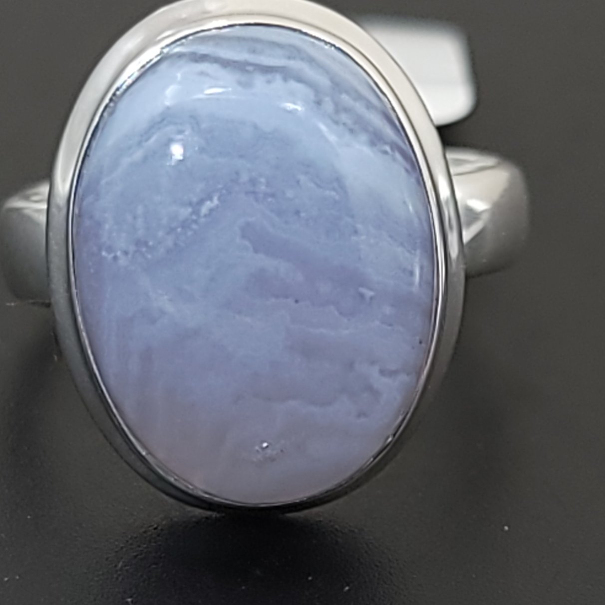 Blue Lace Agate Ring Sterling Silver Band