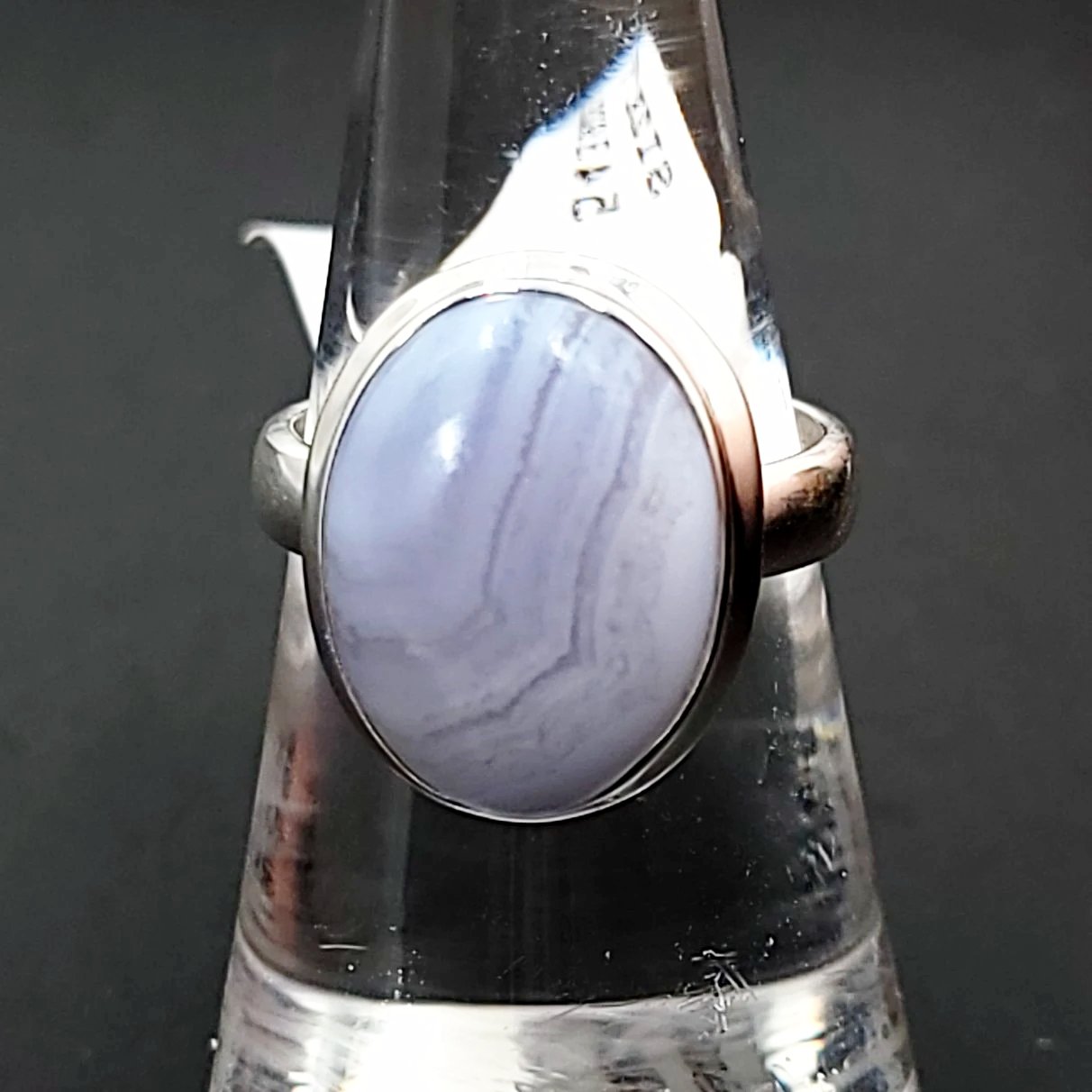 Blue Lace Agate Ring Sterling Silver Band