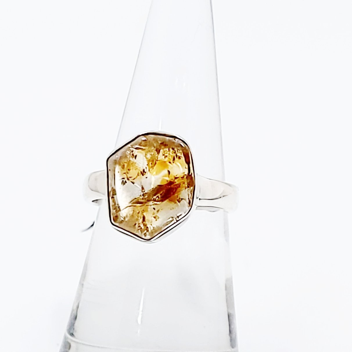 Citrine Ring Free Form Sterling Silver Band - Elevated Metaphysical