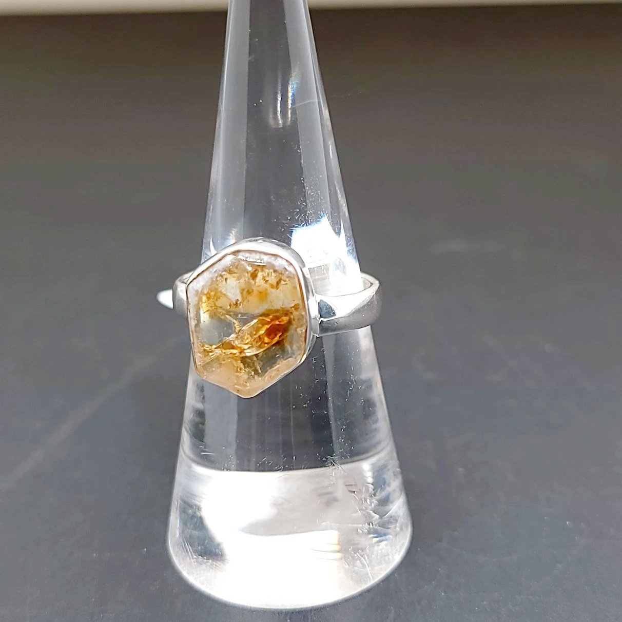 Citrine Ring Free Form Sterling Silver Band - Elevated Metaphysical