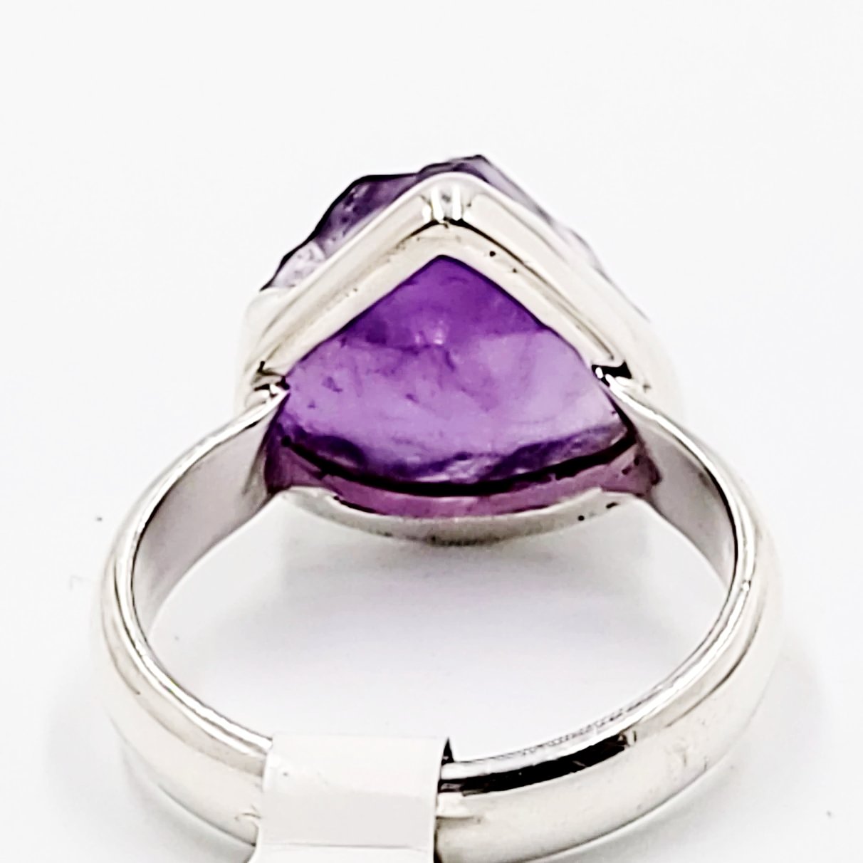 Amethyst Ring Sterling Silver Rough Stone Trillion Cut - Elevated Metaphysical