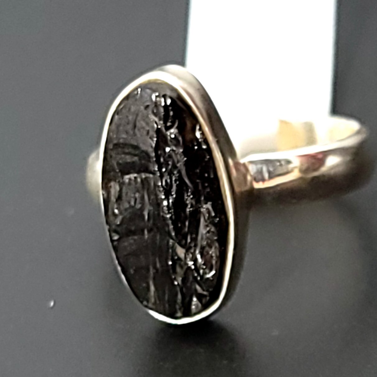Shungite Ring Sterling Silver Rough Stone - Elevated Metaphysical